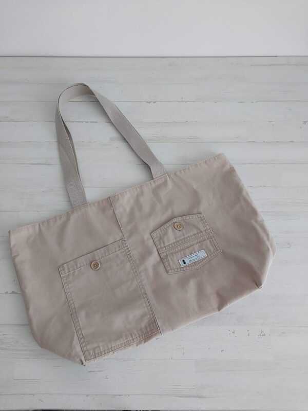 Bolsa de playa o piscina beige asas largas - Imagen 5