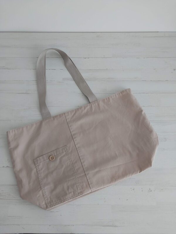 Bolsa de playa o piscina beige asas largas - Imagen 6