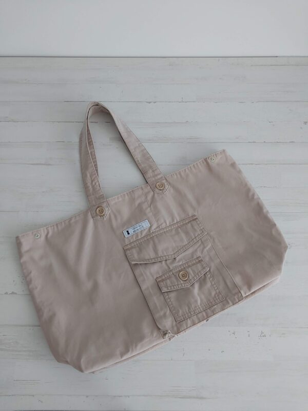 Bolsa de playa o piscina beige asas cortas - Imagen 5