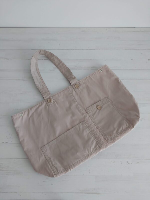 Bolsa de playa o piscina beige asas cortas - Imagen 6