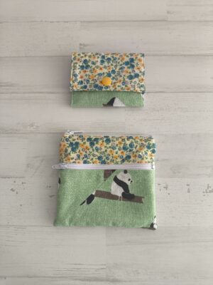 Monedero y tarjetero osos pandas y flores