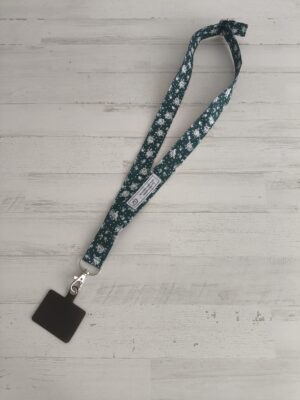 Cuelgamóvil verde oscuro y blanco