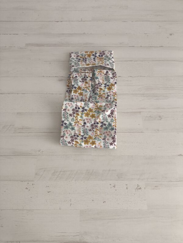 Bolsa plegable de tela rosa, azul y ocre - Imagen 5