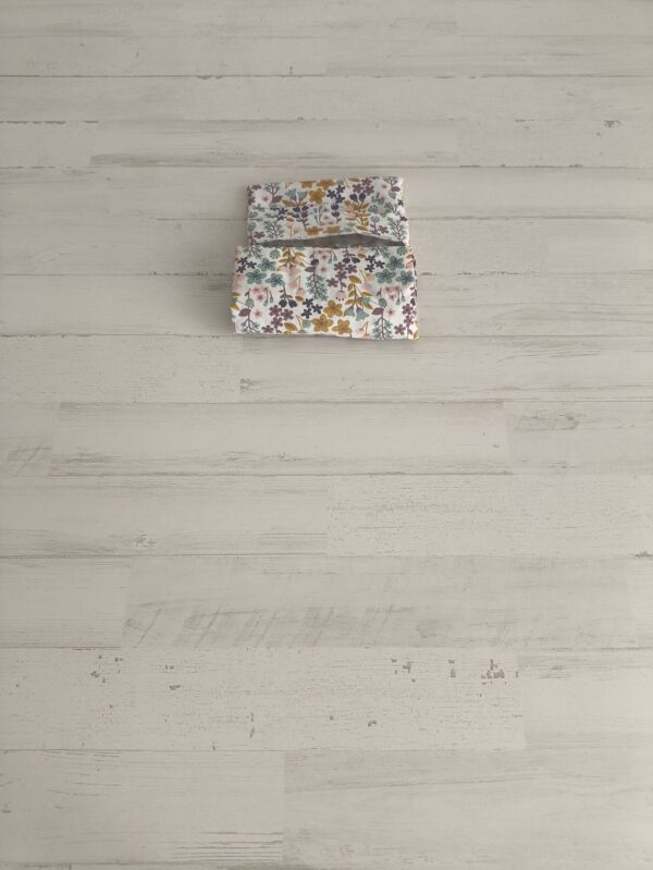 Bolsa plegable de tela rosa, azul y ocre - Imagen 6