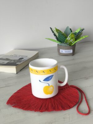 Hoja de macramé 20 cm roja